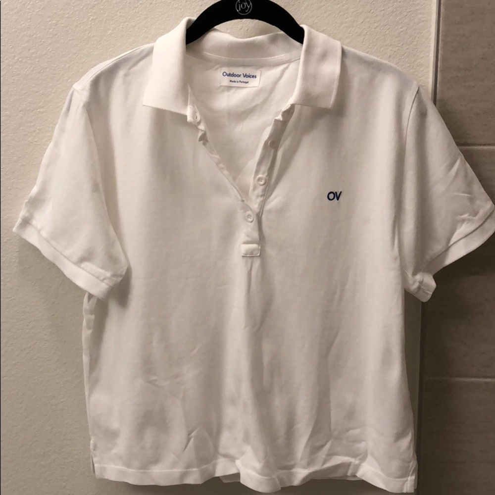Cropped white OV polo